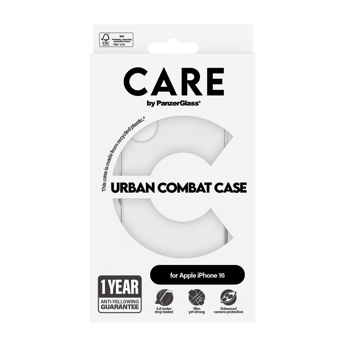 CARE by PanzerGlass® Urban Combat Case Transparent iPhone 16